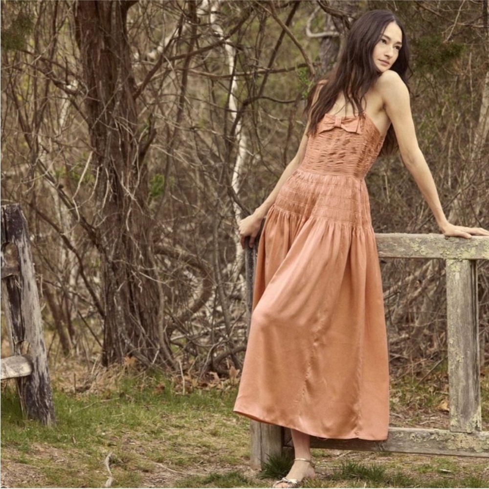Doen 100% silk dress in papaya NWT - Picture 5 of 9